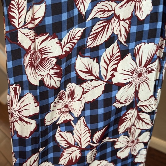 Anthropologie Scotch & Soda pull on Wide-Leg floral blue plaid Pants/ size S - Picture 6 of 12